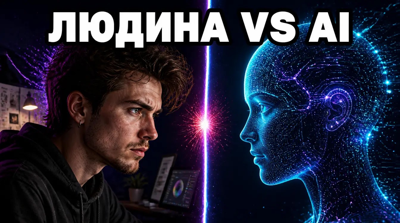 YouTube-обкладинка «ЛЮДИНА VS AI»